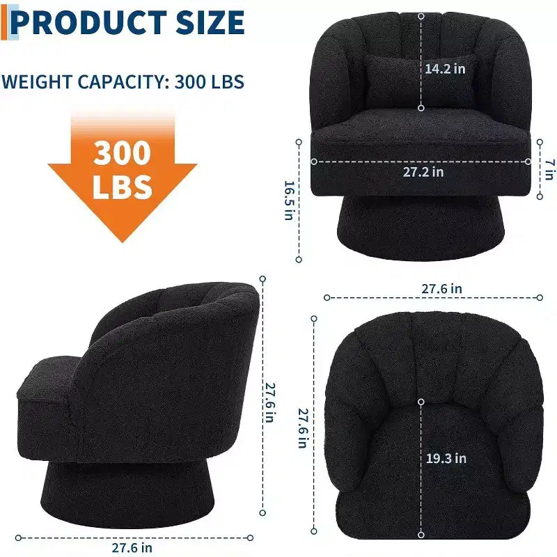 Poltrona Girevole a 360°, Velluto / Teddy Fleece, Colori Multipli, Posto Singolo