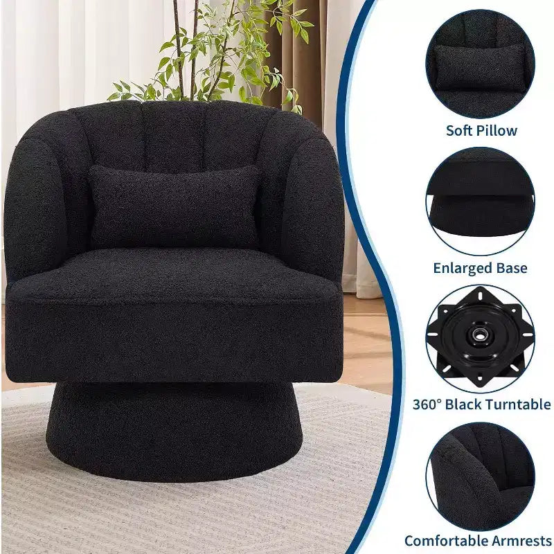 Poltrona Girevole a 360°, Velluto / Teddy Fleece, Colori Multipli, Posto Singolo