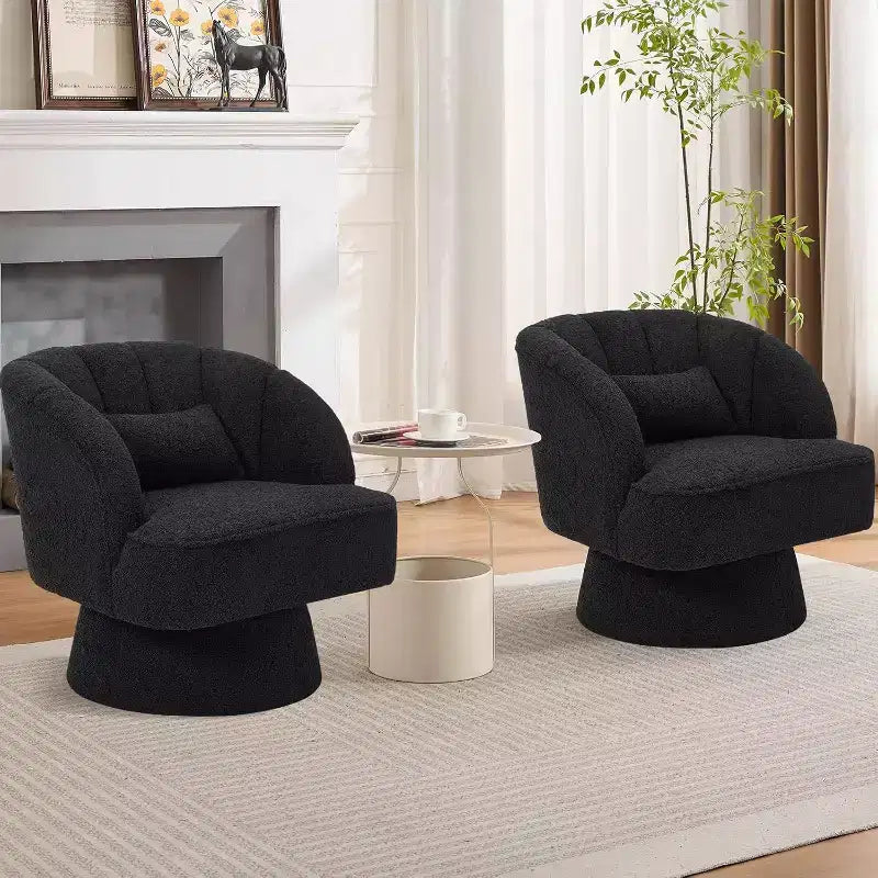 Poltrona Girevole a 360°, Velluto / Teddy Fleece, Colori Multipli, Posto Singolo