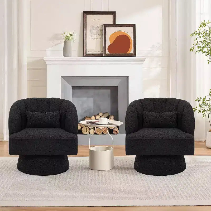 Poltrona Girevole a 360°, Velluto / Teddy Fleece, Colori Multipli, Posto Singolo