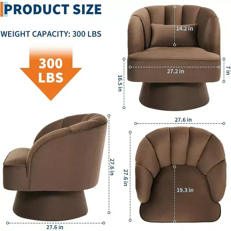 Poltrona Girevole a 360°, Velluto / Teddy Fleece, Colori Multipli, Posto Singolo