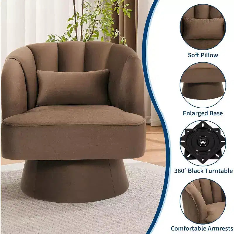 Poltrona Girevole a 360°, Velluto / Teddy Fleece, Colori Multipli, Posto Singolo