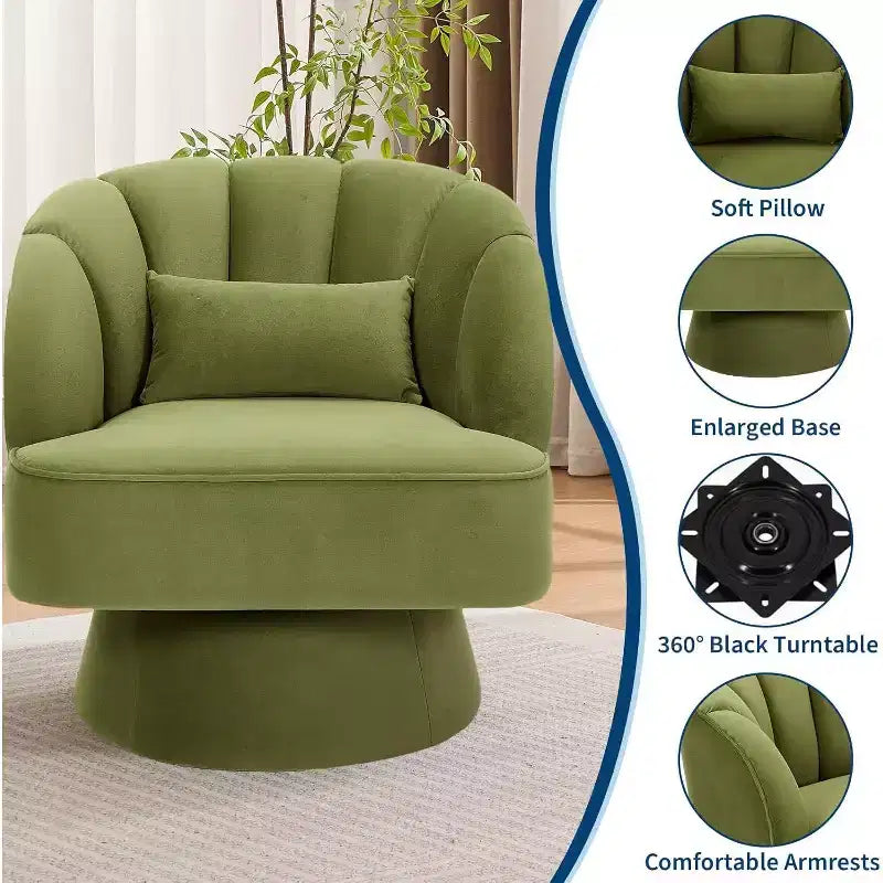 Poltrona Girevole a 360°, Velluto / Teddy Fleece, Colori Multipli, Posto Singolo