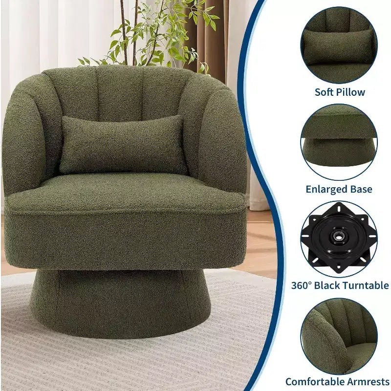 Poltrona Girevole a 360°, Velluto / Teddy Fleece, Colori Multipli, Posto Singolo