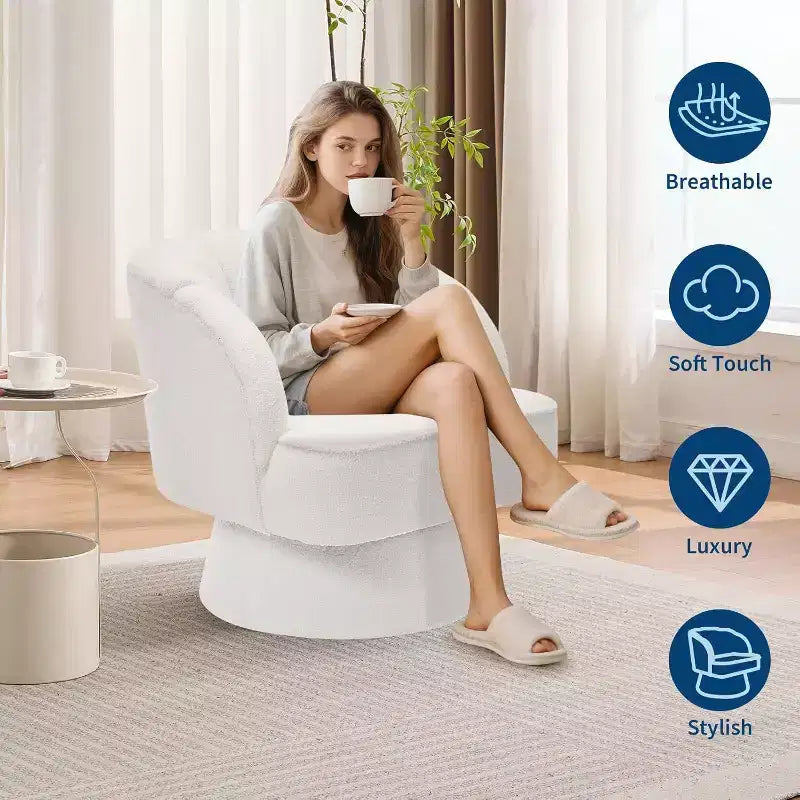 Poltrona Girevole a 360°, Velluto / Teddy Fleece, Colori Multipli, Posto Singolo