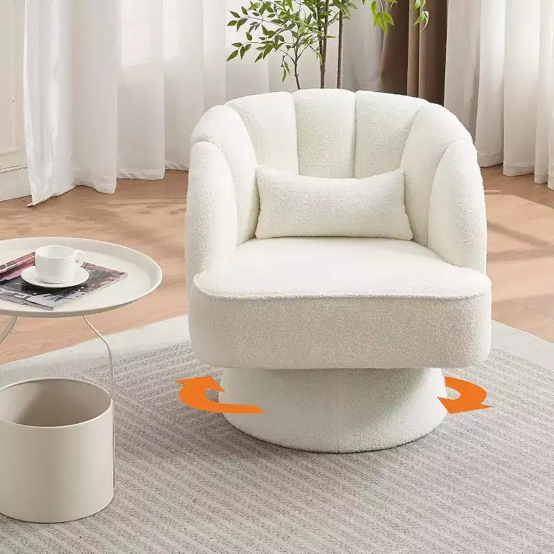 Poltrona Girevole a 360°, Velluto / Teddy Fleece, Colori Multipli, Posto Singolo