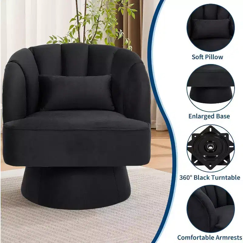 Poltrona Girevole a 360°, Velluto / Teddy Fleece, Colori Multipli, Posto Singolo