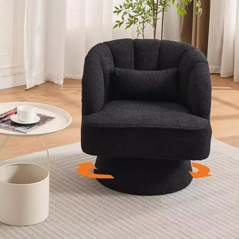 Poltrona Girevole a 360°, Velluto / Teddy Fleece, Colori Multipli, Posto Singolo