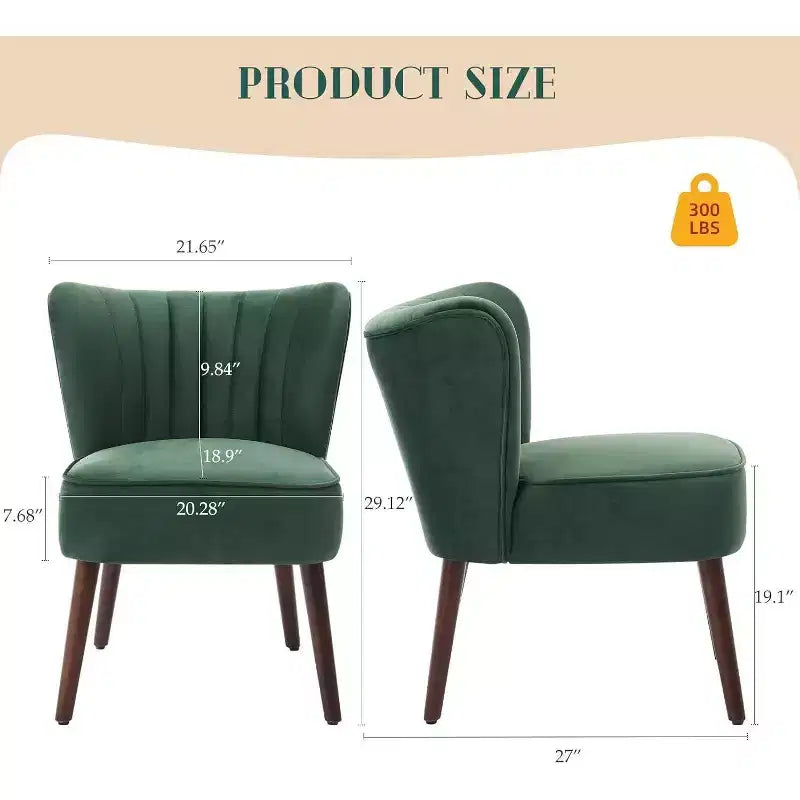 Poltrona d'accento senza braccioli in velluto Nero / Verde / Bianco sporco, Posto singolo