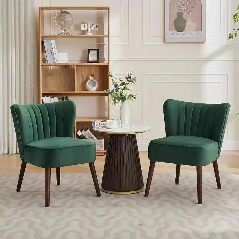 Poltrona d'accento senza braccioli in velluto Nero / Verde / Bianco sporco, Posto singolo