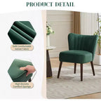 Poltrona d'accento senza braccioli in velluto Nero / Verde / Bianco sporco, Posto singolo