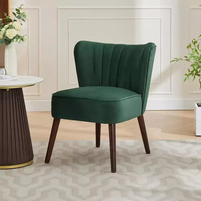 Poltrona d'accento senza braccioli in velluto Nero / Verde / Bianco sporco, Posto singolo