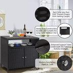 Mobile Contenitore da Esterno in Rattan Nero con 2 Ante – Tavolo Bar da Patio, 1 persona