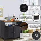 Mobile Contenitore da Esterno in Rattan Nero con 2 Ante – Tavolo Bar da Patio, 1 persona