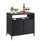 Mobile Contenitore da Esterno in Rattan Nero con 2 Ante – Tavolo Bar da Patio, 1 persona