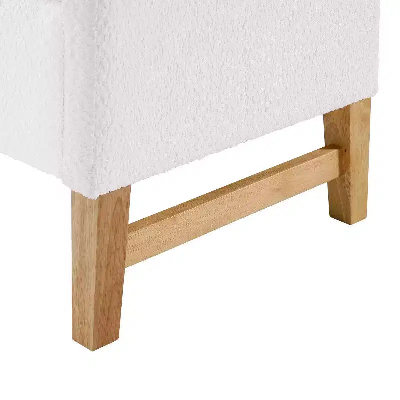 Pouf contenitore in tessuto Bouclé Beige, Rettangolare, 1 posto a sedere