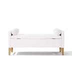 Pouf contenitore in tessuto Bouclé Beige, Rettangolare, 1 posto a sedere