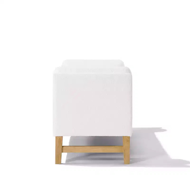 Pouf contenitore in tessuto Bouclé Beige, Rettangolare, 1 posto a sedere
