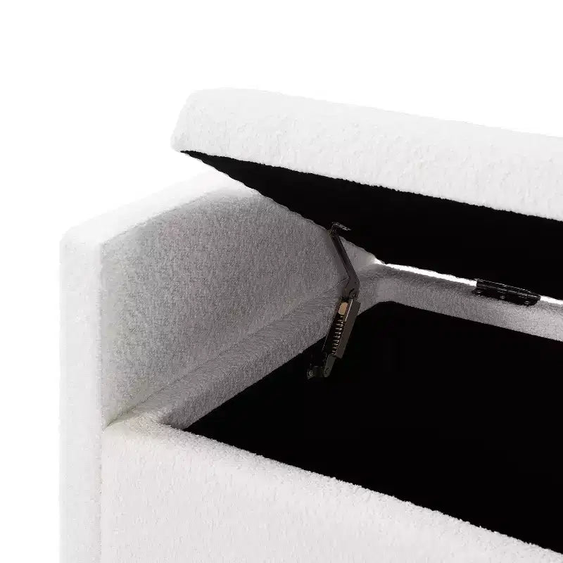 Pouf contenitore in tessuto Bouclé Beige, Rettangolare, 1 posto a sedere