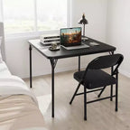 Tavolo da gioco quadrato pieghevole beige / nero / grigio, 4 persone, 86 x 86 cm