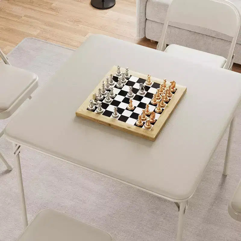 Tavolo da gioco quadrato pieghevole beige / nero / grigio, 4 persone, 86 x 86 cm