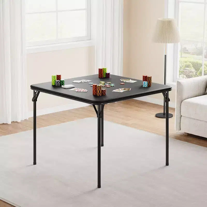 Tavolo da gioco quadrato pieghevole beige / nero / grigio, 4 persone, 86 x 86 cm
