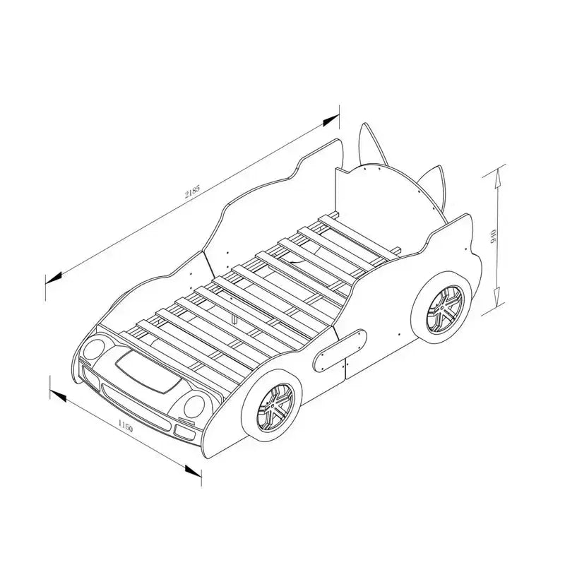Letto da corsa bianco e rosso con faro a LED, singolo, per 1 persona