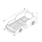 Letto da corsa bianco e rosso con faro a LED, singolo, per 1 persona