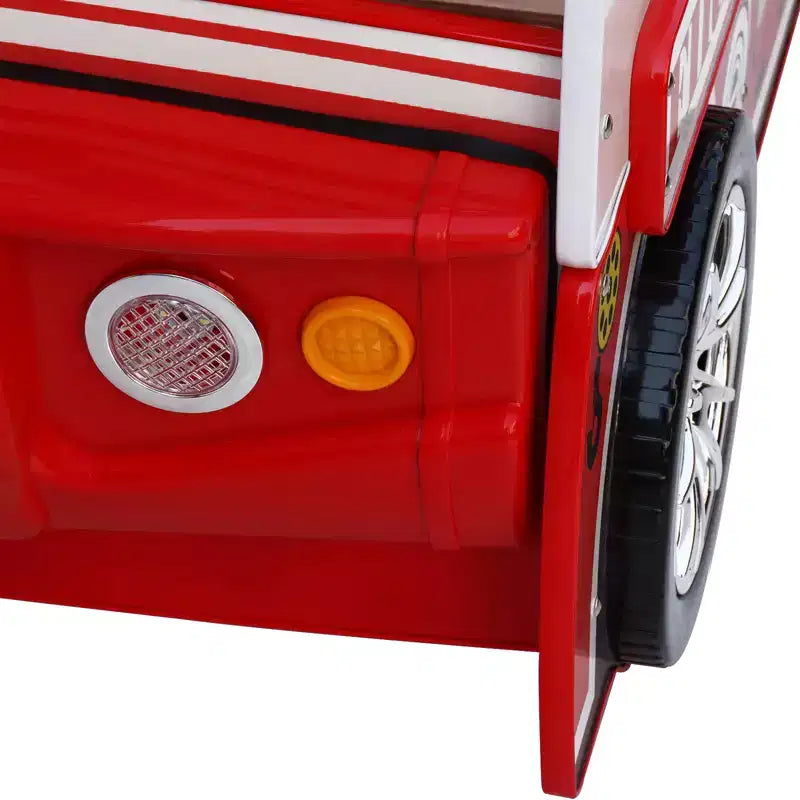 Letto Singolo a Forma di Camion dei Pompieri con Luce LED, Rosso