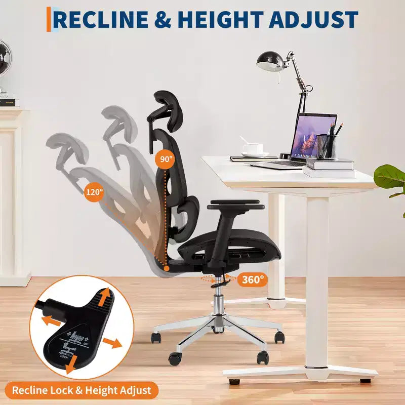 Sedia da Ufficio Ergonomica in Rete Nera, Braccioli 4D, Supporto Lombare, Seduta Singola