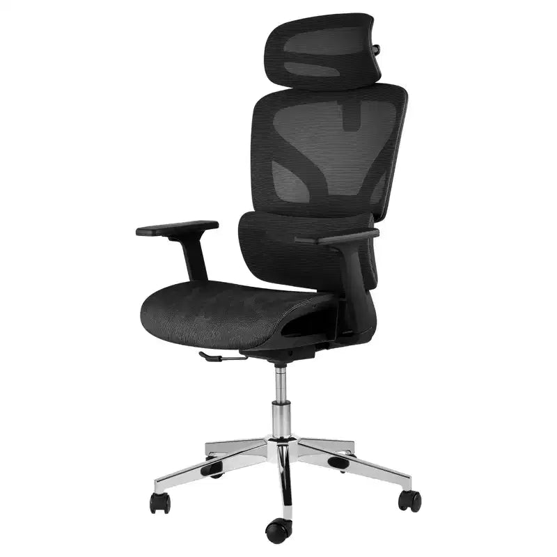 Sedia da Ufficio Ergonomica in Rete Nera, Braccioli 4D, Supporto Lombare, Seduta Singola