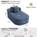 Chaise longue in velluto a coste beige / nero / blu / grigio scuro / verde con 2 cuscini, divano letto convertibile, 1 posto
