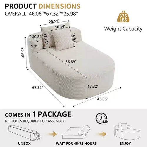 Chaise longue in velluto a coste beige / nero / blu / grigio scuro / verde con 2 cuscini, divano letto convertibile, 1 posto