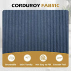 Chaise longue in velluto a coste beige / nero / blu / grigio scuro / verde con 2 cuscini, divano letto convertibile, 1 posto