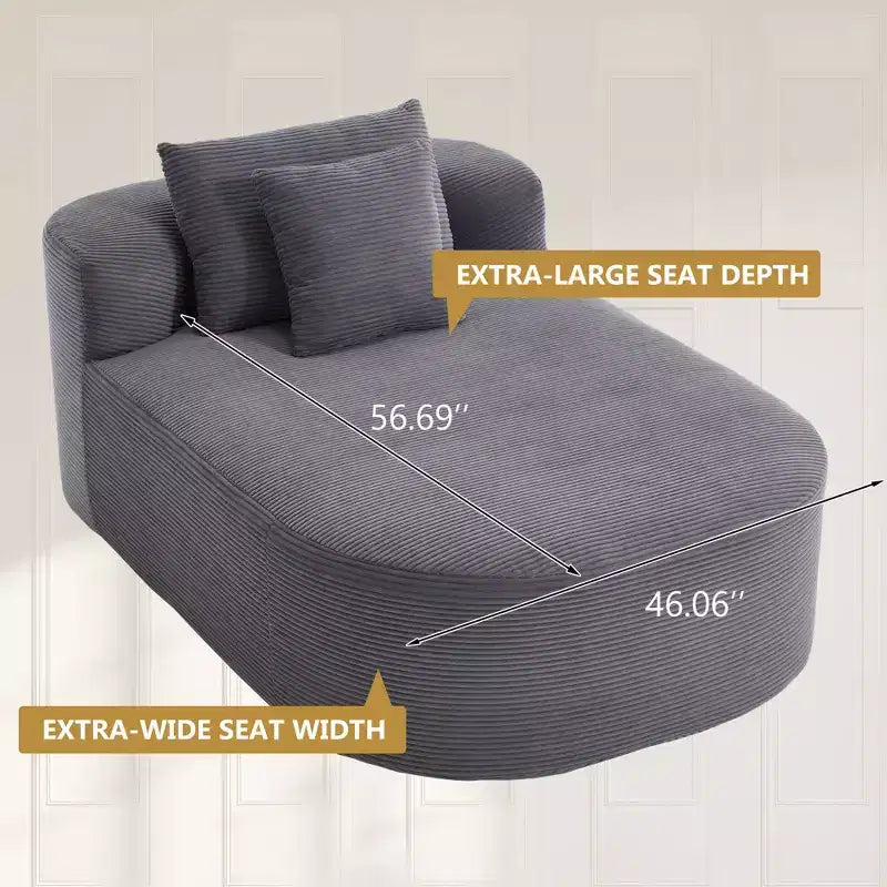 Chaise longue in velluto a coste beige / nero / blu / grigio scuro / verde con 2 cuscini, divano letto convertibile, 1 posto