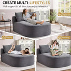 Chaise longue in velluto a coste beige / nero / blu / grigio scuro / verde con 2 cuscini, divano letto convertibile, 1 posto