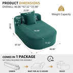 Chaise longue in velluto a coste beige / nero / blu / grigio scuro / verde con 2 cuscini, divano letto convertibile, 1 posto