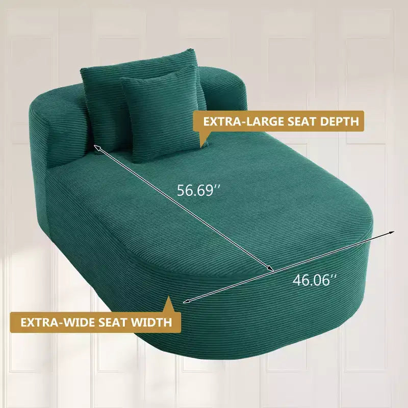 Chaise longue in velluto a coste beige / nero / blu / grigio scuro / verde con 2 cuscini, divano letto convertibile, 1 posto