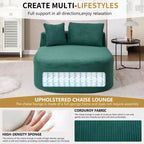 Chaise longue in velluto a coste beige / nero / blu / grigio scuro / verde con 2 cuscini, divano letto convertibile, 1 posto