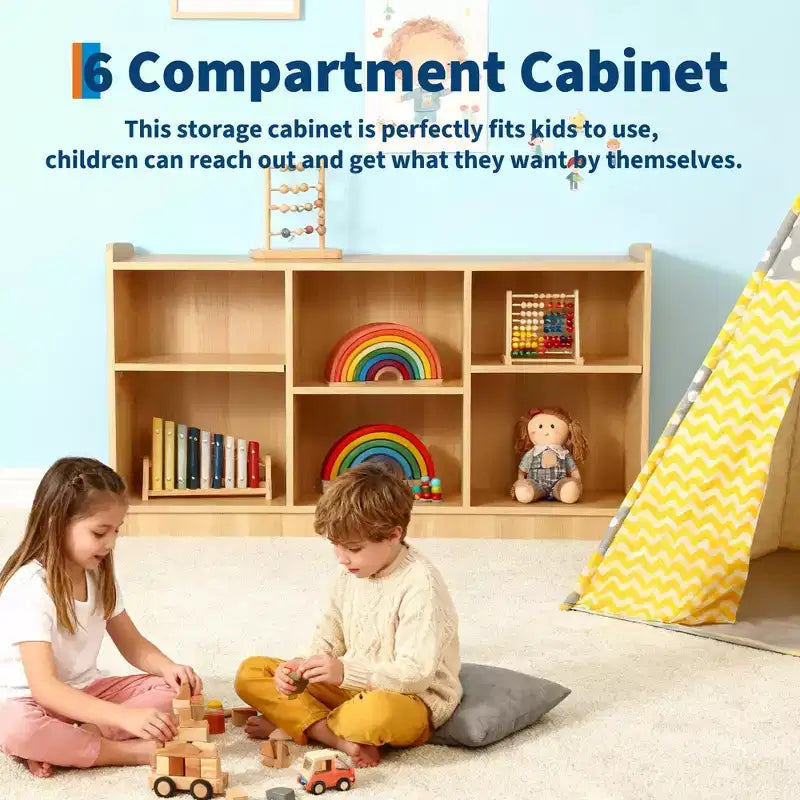 Mobiletto a 2 Ripiani in Legno per Bambini – Organizzatore Regolabile
