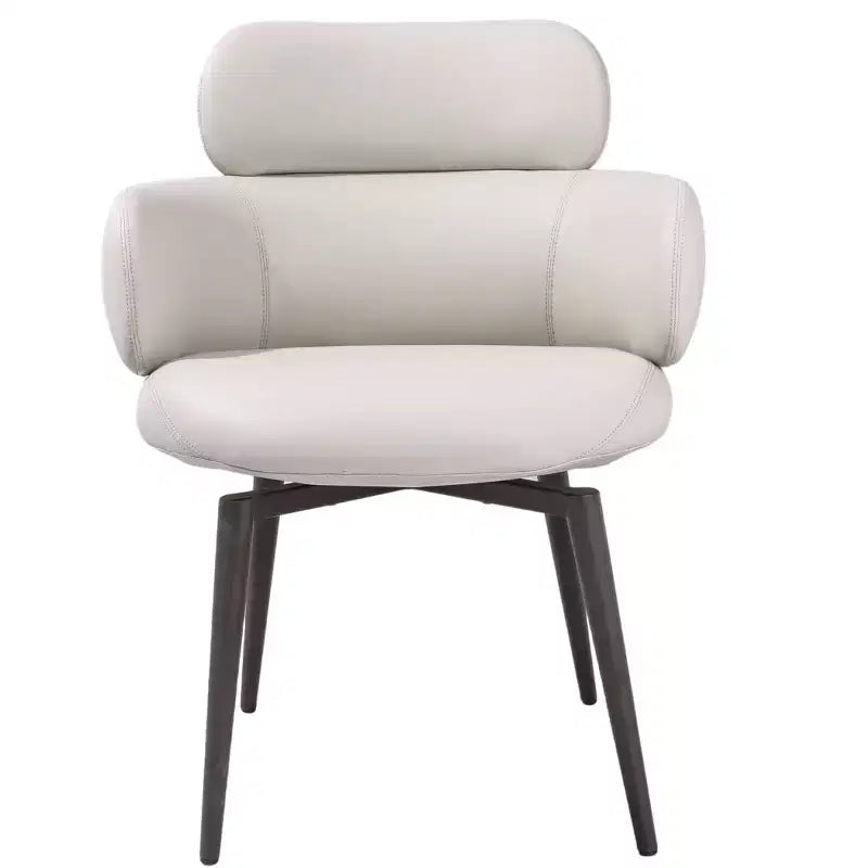 HomeRoots Light Gray and Black Faux Leather and Metal Dining Arm Chair