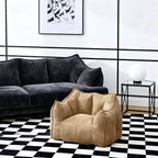 Divano-poltrona in gommapiuma grigia, stile "lazy", 2 posti