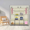 Armadio Portatile Beige con Copertura Zip, Organizzatore per Armadio a 4 Ripiani per 1-2 Persone