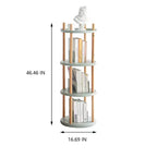 Libreria Girevole a 360° in Legno Naturale, Scaffale a 4 Ripiani Regolabili per 1