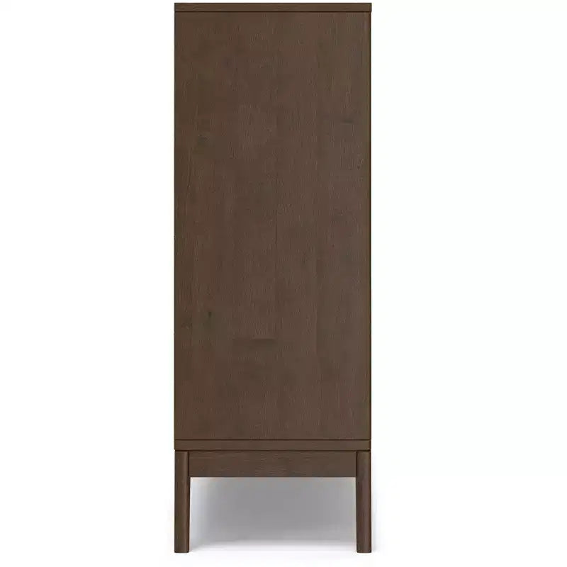 Libreria a 6 scomparti color noce con 3 cassetti, singola