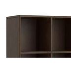 Libreria a 6 scomparti color noce con 3 cassetti, singola