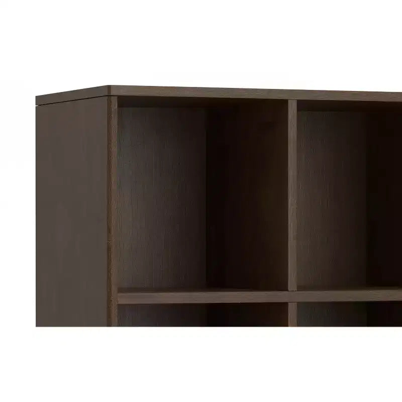 Libreria a 6 scomparti color noce con 3 cassetti, singola