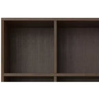 Libreria a 6 scomparti color noce con 3 cassetti, singola