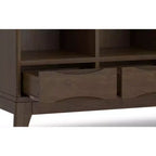 Libreria a 6 scomparti color noce con 3 cassetti, singola