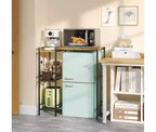 Supporto frigo in metallo nero con ripiano portaoggetti e parte superiore regolabile, monouso